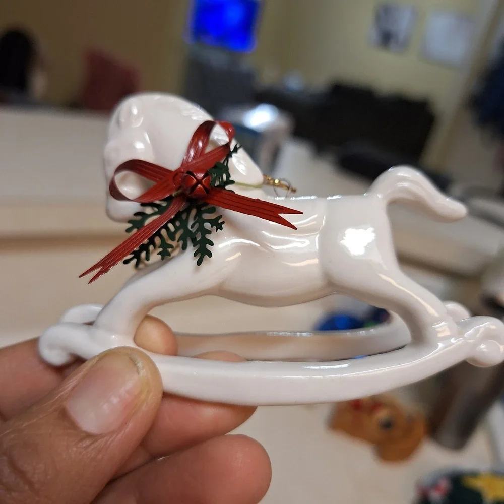 Vintage Christmas Ornament Lot‎ Jasco Goose Porcelain Angel Rocking Horse Decor